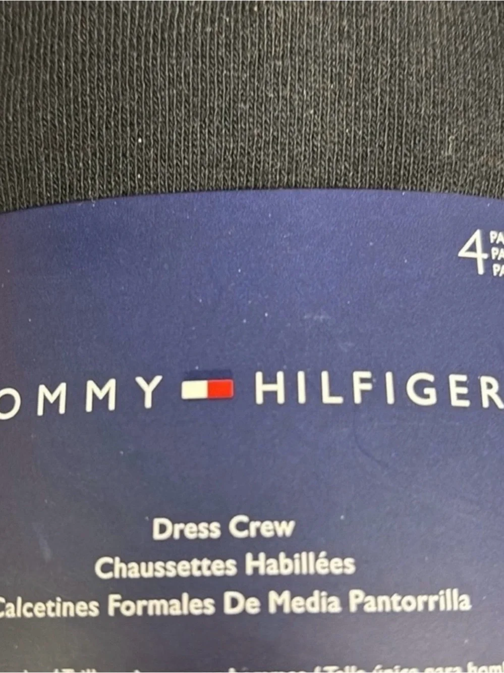New Tommy Hilfiger Socks Men’s 4 Pair Black Dress Crew Socks Casual Preppy